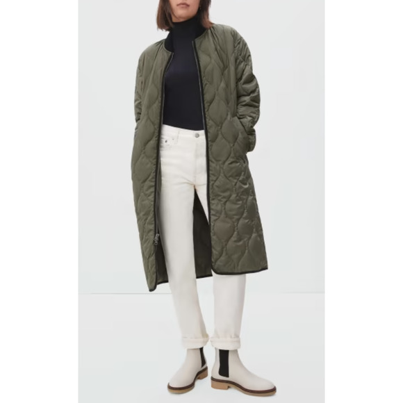 Everlane The ReNew Long Liner in Kalamata Green - Picture 1 of 13